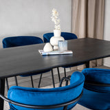 Jídelní stůl Dipp - 180*90cm - Černá dýha / celé černé nohy - Křeslo Arrow - Černé nohy - Blue Velvet 6