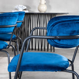 Jídelní stůl Dipp - 180*90cm - Černá dýha / celé černé nohy - Křeslo Arrow - Černé nohy - Blue Velvet 6