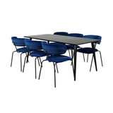 Jídelní stůl Dipp - 180*90cm - Černá dýha / celé černé nohy - Křeslo Arrow - Černé nohy - Blue Velvet 6