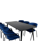 Jídelní stůl Dipp - 180*90cm - Černá dýha / celé černé nohy - Křeslo Arrow - Černé nohy - Blue Velvet 6