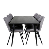 Dipp jídelní stůl - 180*90cm - Černá dýha / celé černé nohy +Gemma Dining Ch