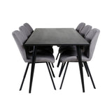 Dipp jídelní stůl - 180*90cm - Černá dýha / celé černé nohy +Gemma Dining Ch