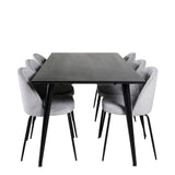 Dipp Jídelní stůl - 180*90cm - Černá dýha / celé černé nohy + Wrinkles Jídelna