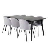 Dipp Jídelní stůl - 180*90cm - Černá dýha / celé černé nohy + Wrinkles Jídelna