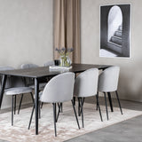 Dipp Jídelní stůl - 180*90cm - Černá dýha / celé černé nohy + Wrinkles Jídelna