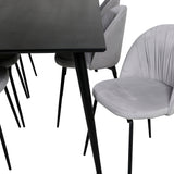 Dipp Jídelní stůl - 180*90cm - Černá dýha / celé černé nohy + Wrinkles Jídelna