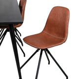 Jídelní stůl Dipp - 180*90cm - Černá dýha / celé černé nohy - Jídelní židle Polar s funkcí Spin - černá Nohy - Hnědá PU - Bílé stehy 6