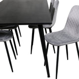 Jídelní stůl Dipp - 180*90cm - Černá dýha / celé černé nohy - Jídelní židle Polar Diamond - Černé nohy - Grey Velvet 6