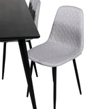 Jídelní stůl Dipp - 180*90cm - Černá dýha / celé černé nohy - Jídelní židle Polar Diamond - Černé nohy - Šedá látka 6
