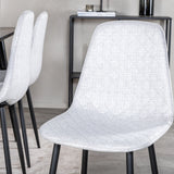 Jídelní stůl Dipp - 180*90cm - Černá dýha / celé černé nohy - Jídelní židle Polar Diamond - Černé nohy - Šedá látka 6