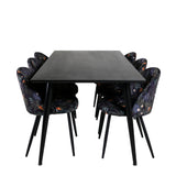 Dipp Jídelní stůl - 180*90cm - Černá dýha / celé černé nohy + Velvet Jídelní Ch