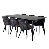 Dipp Jídelní stůl - 180*90cm - Černá dýha / celé černé nohy + Velvet Jídelní Ch