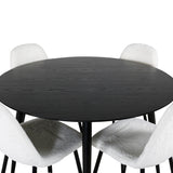 Dipp jídelní stůl - 115 cm - Černá dýha / celé černé nohy + Polar Fluff Dining C