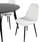 Dipp jídelní stůl - 115 cm - Černá dýha / celé černé nohy + Polar Fluff Dining C