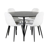 Dipp jídelní stůl - 115 cm - Černá dýha / celé černé nohy + Polar Fluff Dining C