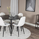 Dipp jídelní stůl - 115 cm - Černá dýha / celé černé nohy + Polar Fluff Dining C