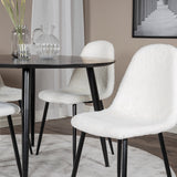 Dipp jídelní stůl - 115 cm - Černá dýha / celé černé nohy + Polar Fluff Dining C