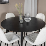 Dipp jídelní stůl - 115 cm - Černá dýha / celé černé nohy + Polar Fluff Dining C