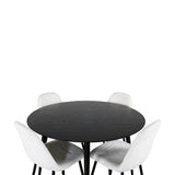 Dipp jídelní stůl - 115 cm - Černá dýha / celé černé nohy + Polar Fluff Dining C
