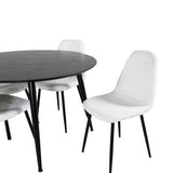 Dipp jídelní stůl - 115 cm - Černá dýha / celé černé nohy + Polar Fluff Dining C