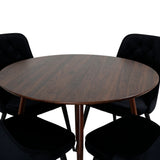 Plaza Kulatý stůl 100 cm - Ořechová deska - Ořechové nohy+Jídelní židle Velvet Deluxe