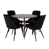 Plaza Kulatý stůl 100 cm - Ořechová deska - Ořechové nohy+Jídelní židle Velvet Deluxe