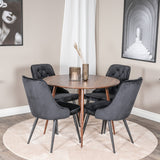 Plaza Kulatý stůl 100 cm - Ořechová deska - Ořechové nohy+Jídelní židle Velvet Deluxe