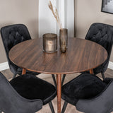 Plaza Kulatý stůl 100 cm - Ořechová deska - Ořechové nohy+Jídelní židle Velvet Deluxe