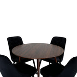 Plaza Kulatý stůl 100 cm - Ořechová deska - Ořechové nohy+Jídelní židle Velvet Deluxe