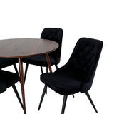 Plaza Kulatý stůl 100 cm - Ořechová deska - Ořechové nohy+Jídelní židle Velvet Deluxe