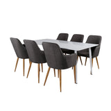 Polar Jídelní stůl 180 cm - Bílá deska / Bílé nohy +Comfort - Jídelní židle - Dub/tmavě šedá _6