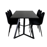 Jídelní stůl Marina - černá deska / černé nohy + jídelní židle Polar - černé nohy /