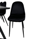 Jídelní stůl Marina - černá deska / černé nohy + jídelní židle Polar - černé nohy /