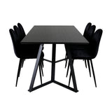 Jídelní stůl Marina - černá deska / černé nohy + jídelní židle Polar - černé nohy /