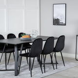 Jídelní stůl Marina - černá deska / černé nohy + jídelní židle Polar - černé nohy /