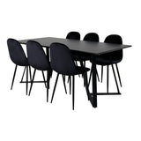 Jídelní stůl Marina - černá deska / černé nohy + jídelní židle Polar - černé nohy /