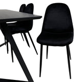 Jídelní stůl Marina - černá deska / černé nohy + jídelní židle Polar - černé nohy /
