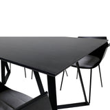 Jídelní stůl Marina - černá deska / černé nohy - pohodlná plastová jídelní židle - černé nohy - černý plast 6