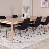 Posuvný rozšiřovací stůl - White Wash - 170+40+40cm +Muce Jídelní židle - Černé nohy - Black Fabric_6