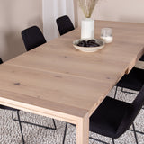 Posuvný rozšiřovací stůl - White Wash - 170+40+40cm +Muce Jídelní židle - Černé nohy - Black Fabric_6
