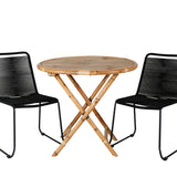 Cane Café stůl ø80cm - Stohovací židle Bamboo+Lindos - Black Alu / Black Rope_2