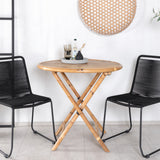Cane Café stůl ø80cm - Stohovací židle Bamboo+Lindos - Black Alu / Black Rope_2