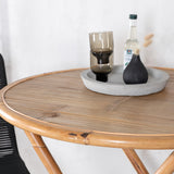 Cane Café stůl ø80cm - Stohovací židle Bamboo+Lindos - Black Alu / Black Rope_2