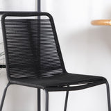 Cane Café stůl ø80cm - Stohovací židle Bamboo+Lindos - Black Alu / Black Rope_2