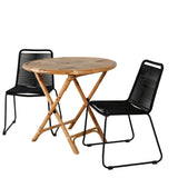 Cane Café stůl ø80cm - Stohovací židle Bamboo+Lindos - Black Alu / Black Rope_2