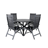 Jídelní stůl Alma - Black Alu - ø120cm+Albany Light 5-pos - černá / Černá textilie a šedý teak_4