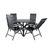 Jídelní stůl Alma - Black Alu - ø120cm+Albany Light 5-pos - černá / Černá textilie a šedý teak_4