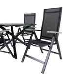Jídelní stůl Alma - Black Alu - ø120cm+Albany Light 5-pos - černá / Černá textilie a šedý teak_4