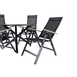 Jídelní stůl Alma - Black Alu - ø120cm+Albany Light 5-pos - černá / Černá textilie a šedý teak_4