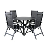 Jídelní stůl Alma - Black Alu - ø120cm+Albany Light 5-pos - černá / Černá textilie a šedý teak_4